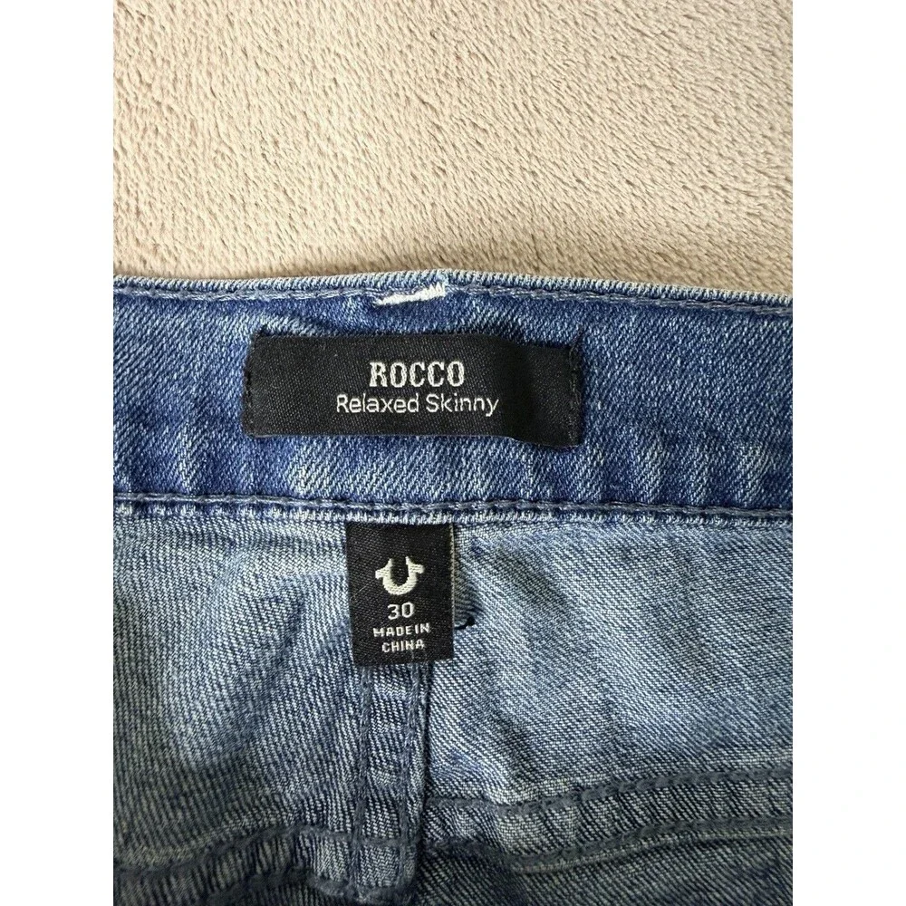True Religion Rocco Moto Relaxed Skinny Jeans Men’s 30x32 Light Wash NWOT